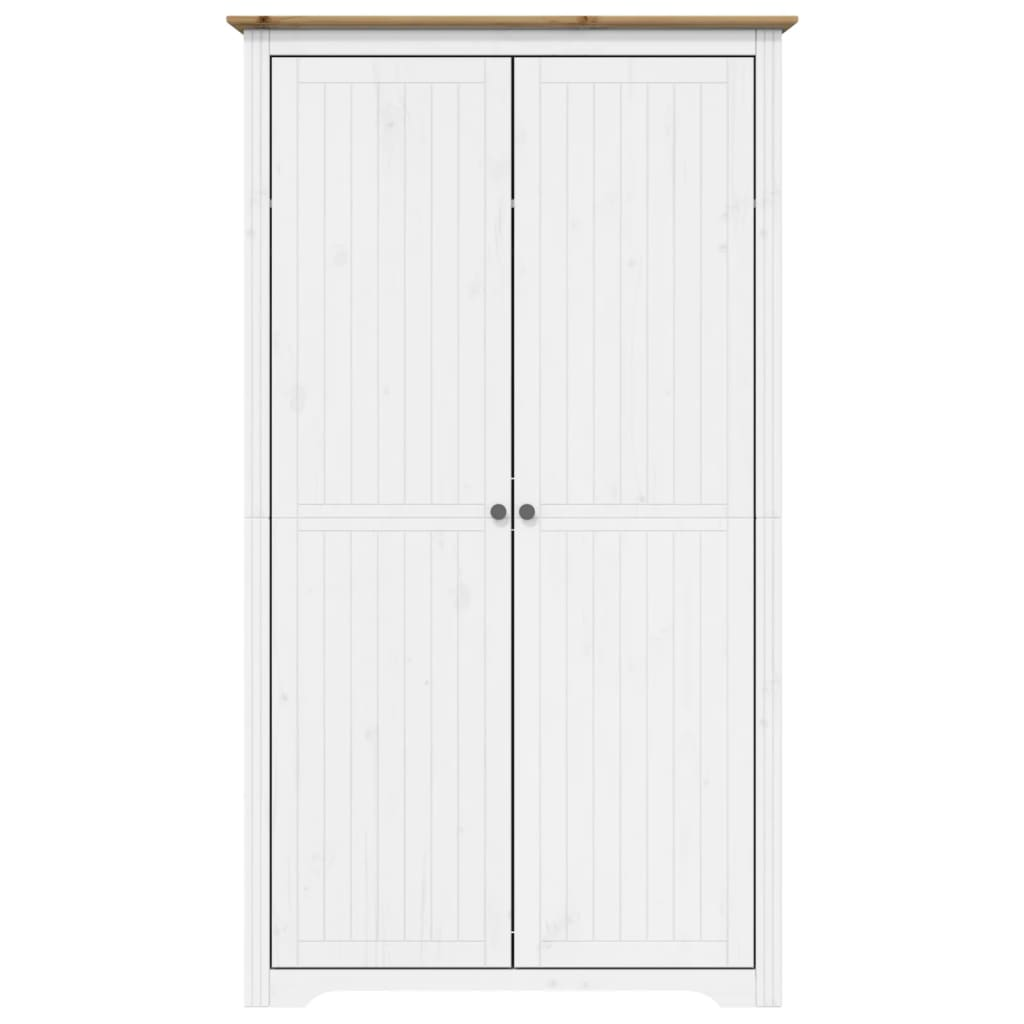 vidaXL Wardrobe BODO White and Brown 101x52x176.5 cm Solid Wood Pine - Sudd