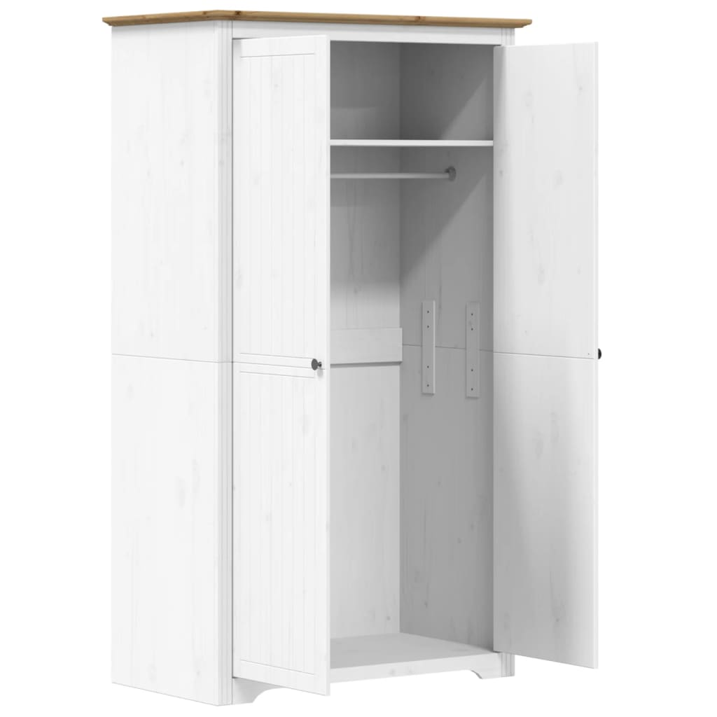 vidaXL Wardrobe BODO White and Brown 101x52x176.5 cm Solid Wood Pine - Sudd