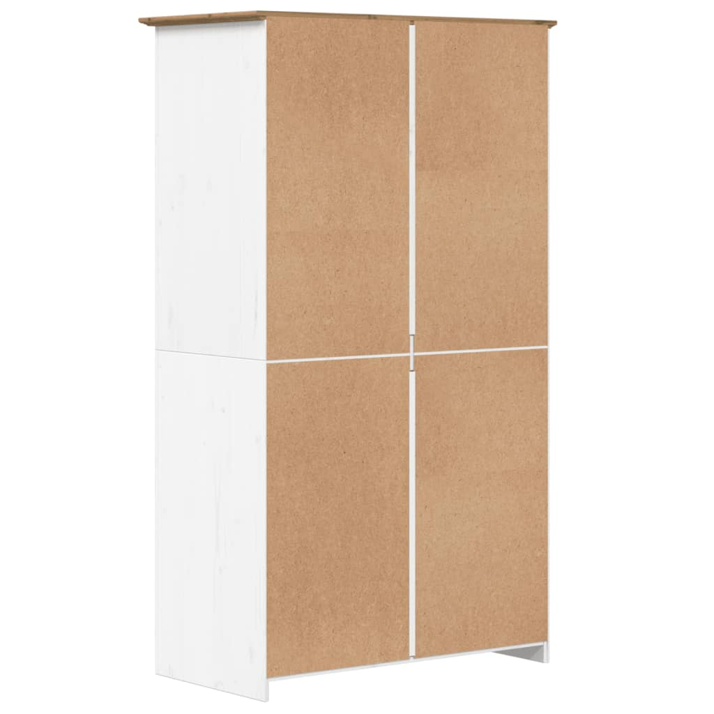 vidaXL Wardrobe BODO White and Brown 101x52x176.5 cm Solid Wood Pine - Sudd