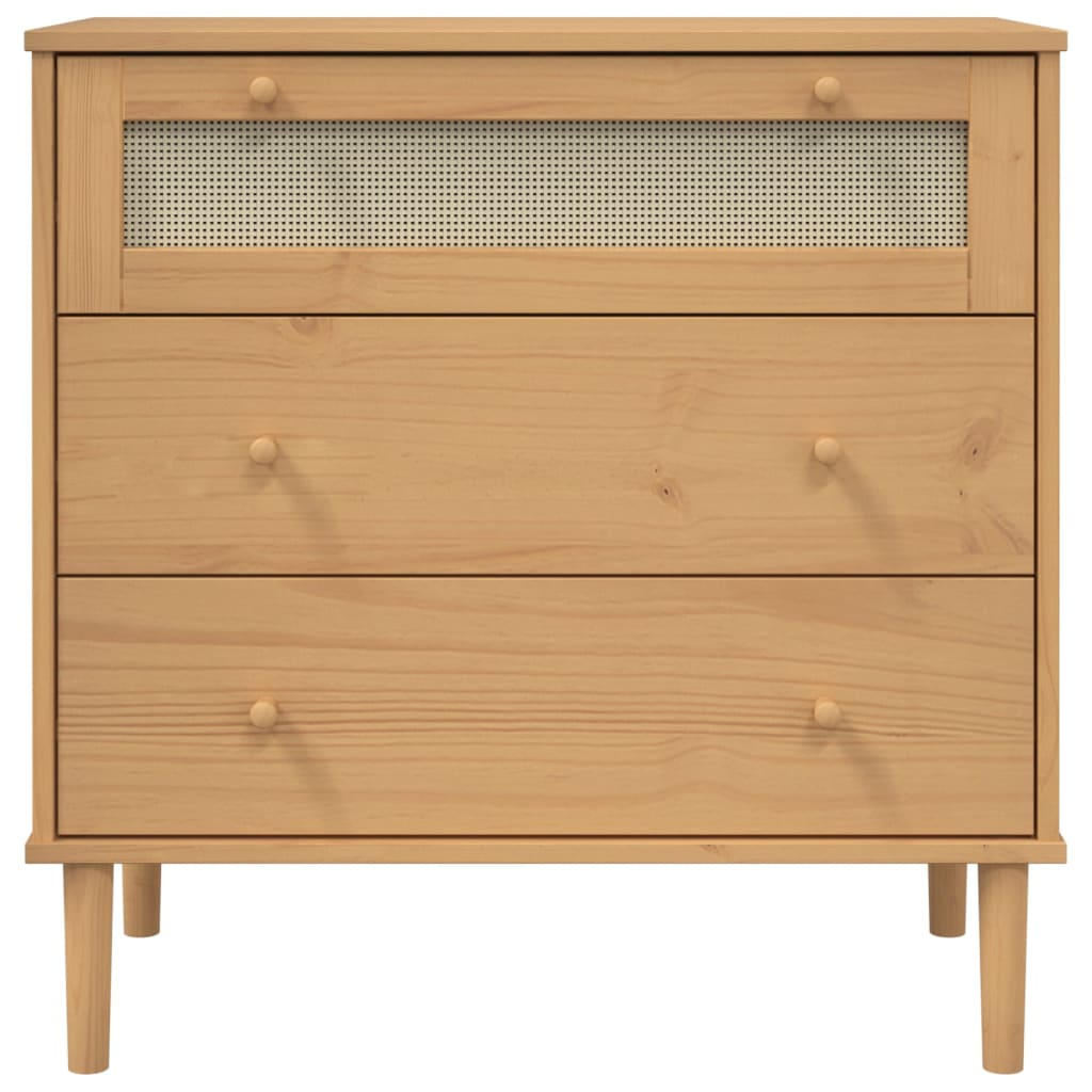 vidaXL Drawer Cabinet SENJA Rattan Look Brown 80x40x80 cm Solid Wood Pine - Sudd