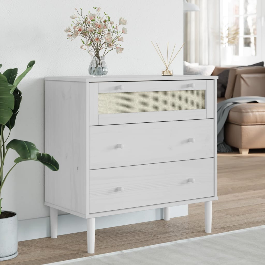 White Rattan Look Drawer Cabinet - Sudd