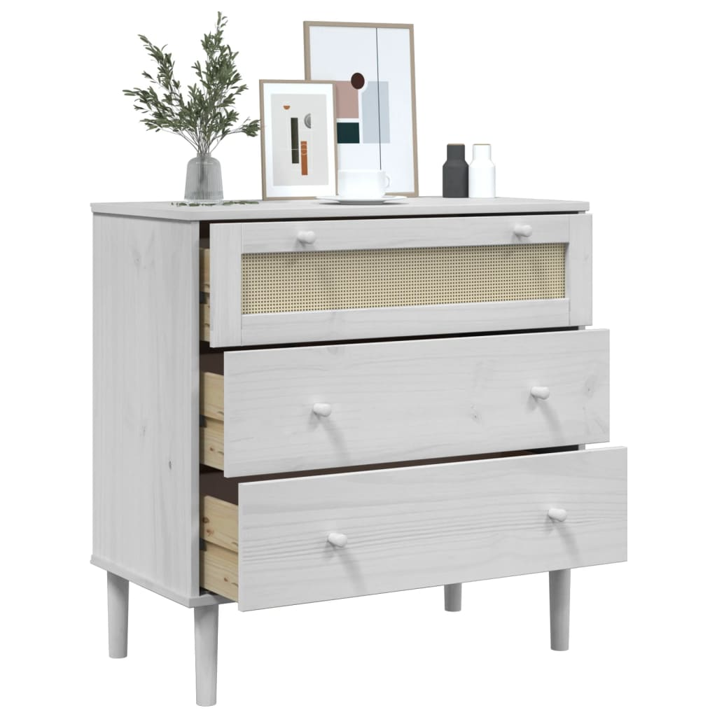 White Rattan Look Drawer Cabinet - Sudd