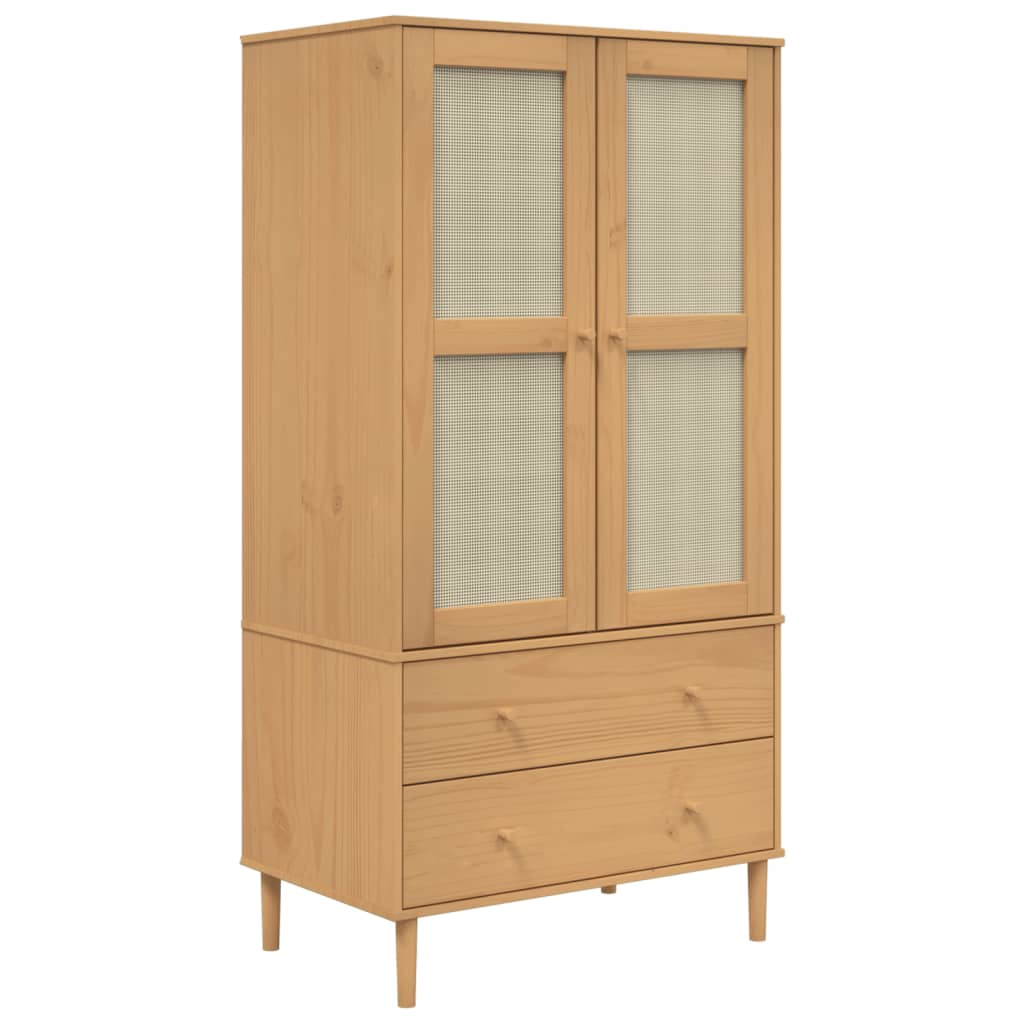 vidaXL Wardrobe SENJA Rattan Look Brown 90x55x175 cm Solid Wood Pine - Sudd