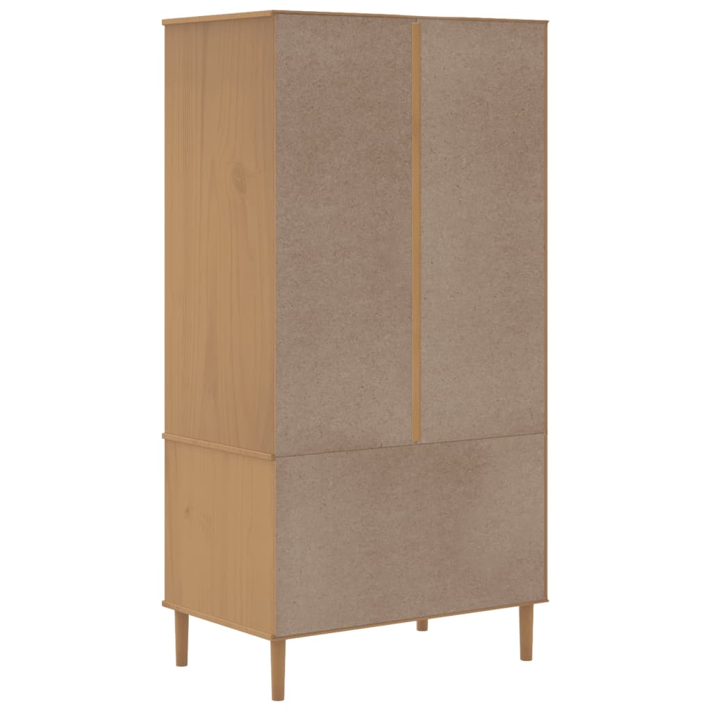 vidaXL Wardrobe SENJA Rattan Look Brown 90x55x175 cm Solid Wood Pine - Sudd