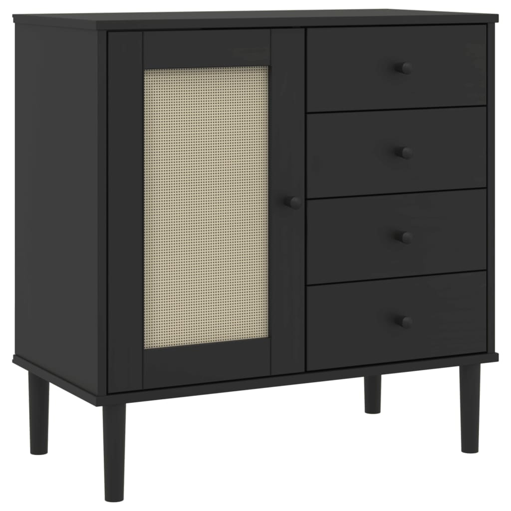 Black Rattan Look Sideboard - Sudd