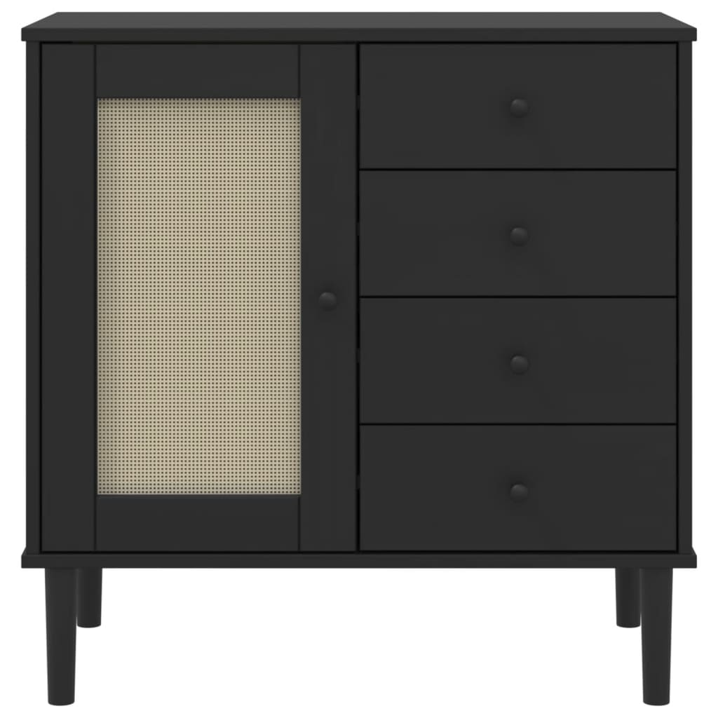 Black Rattan Look Sideboard - Sudd