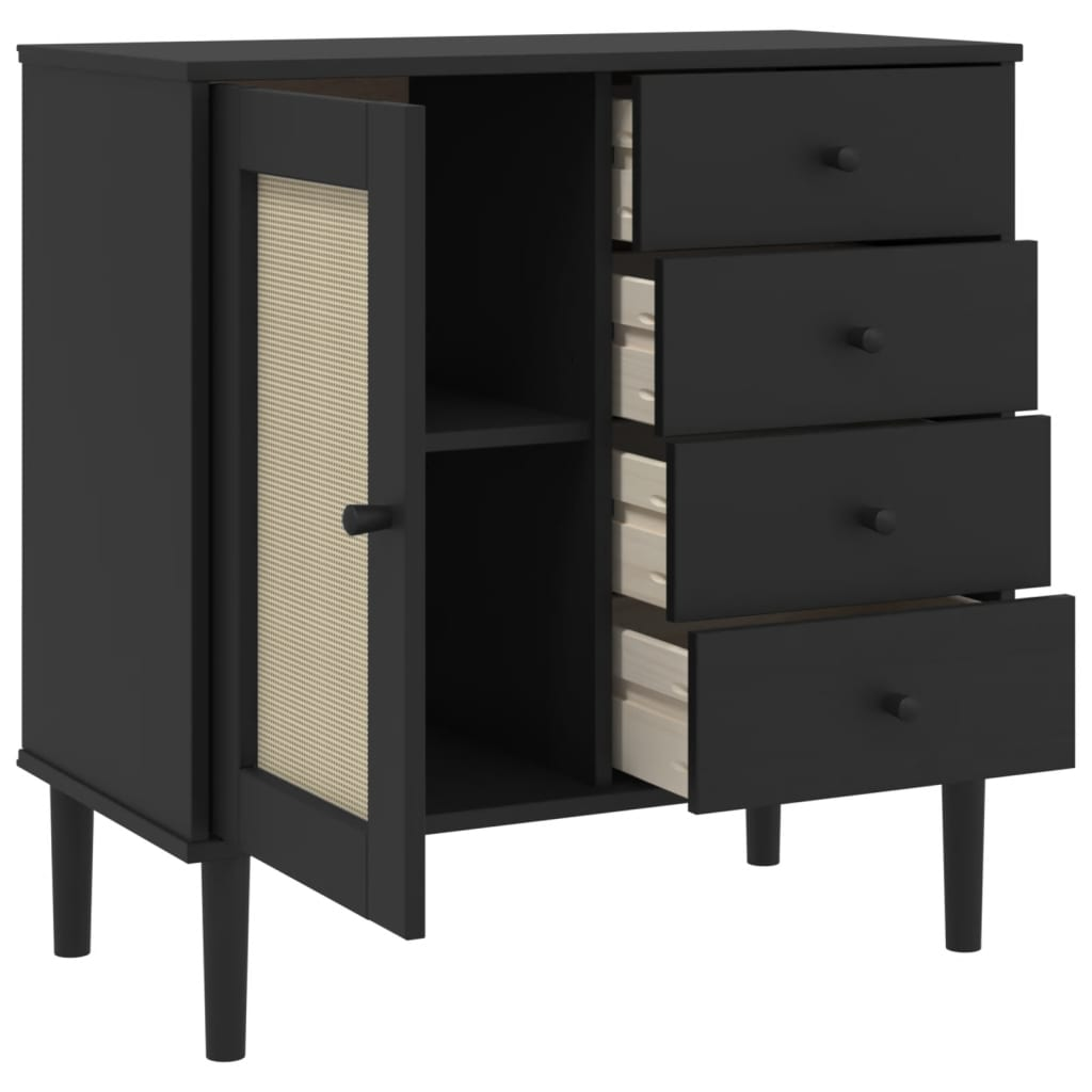 Black Rattan Look Sideboard - Sudd