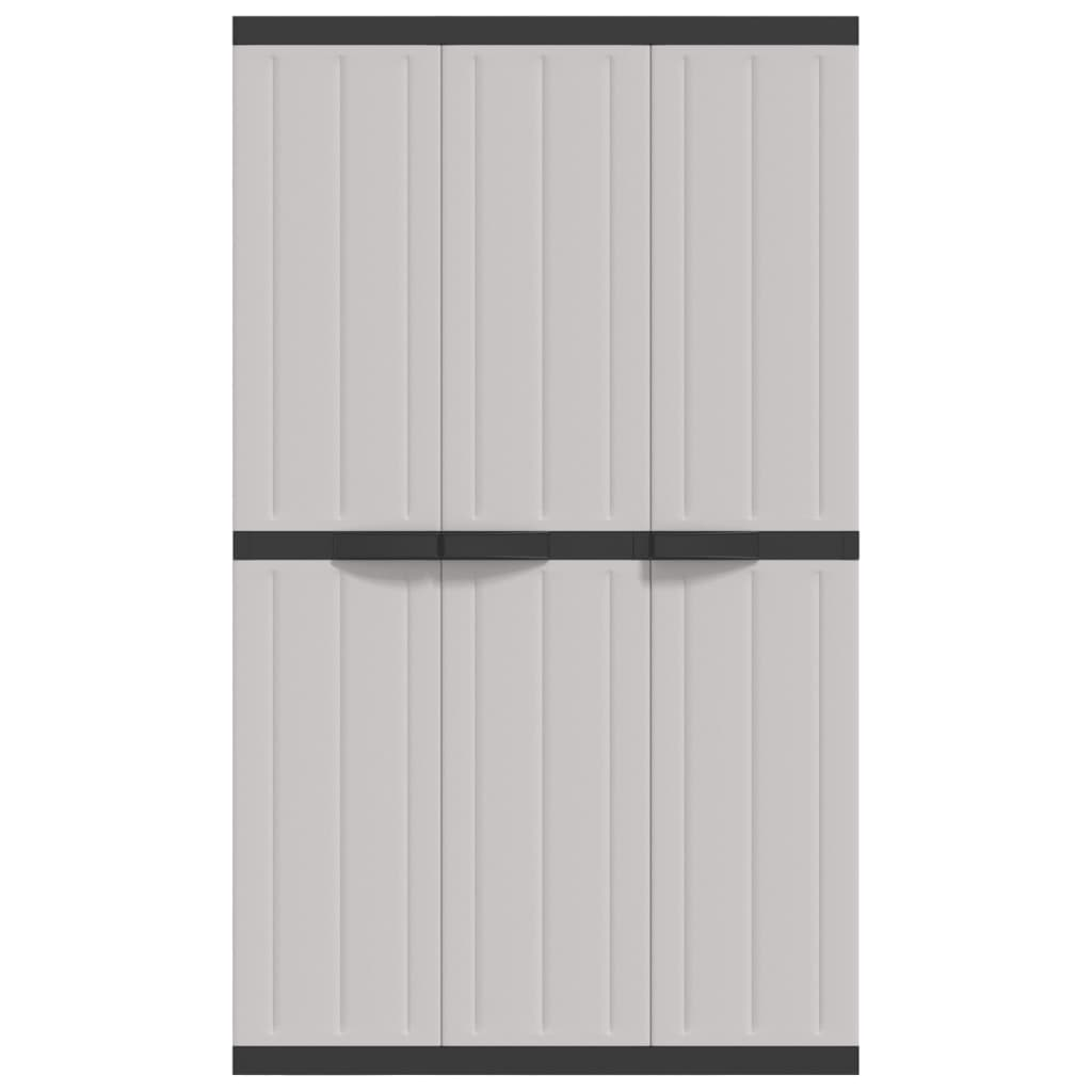 vidaXL Outdoor Storage Cabinet Grey and Black 97x37x165 cm PP - Sudd