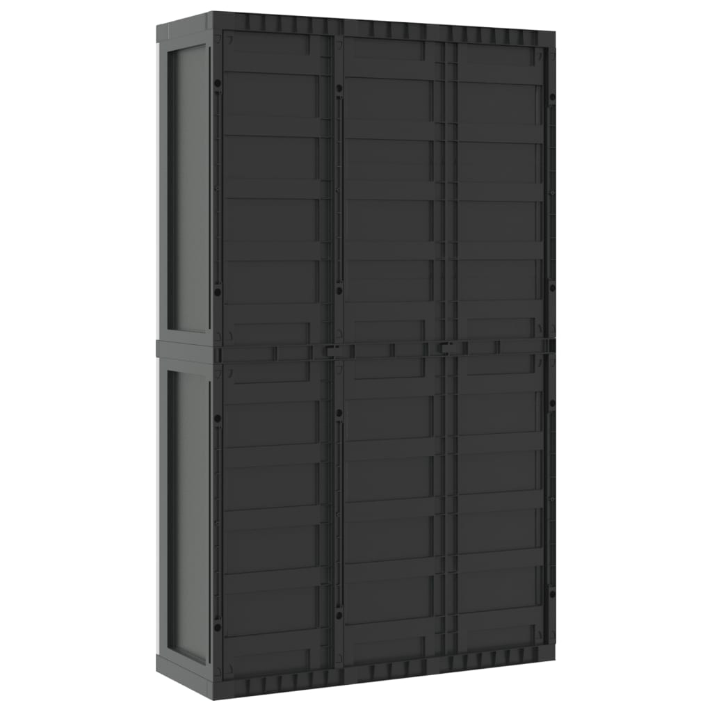 vidaXL Outdoor Storage Cabinet Grey and Black 97x37x165 cm PP - Sudd