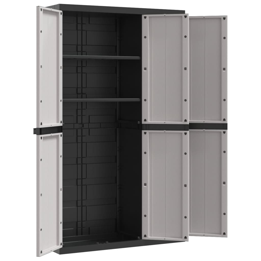 vidaXL Outdoor Storage Cabinet Grey and Black 97x37x165 cm PP - Sudd