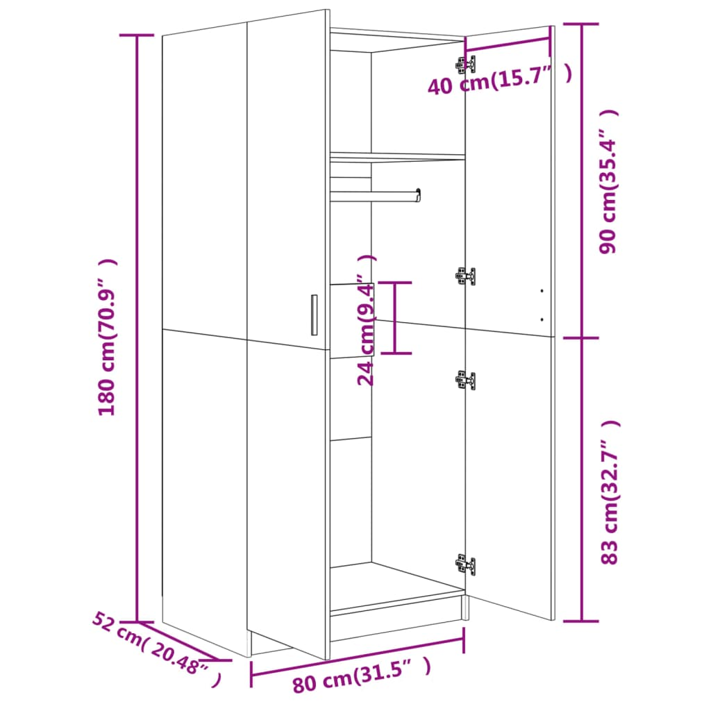 Sonoma Oak Wardrobe - Sudd