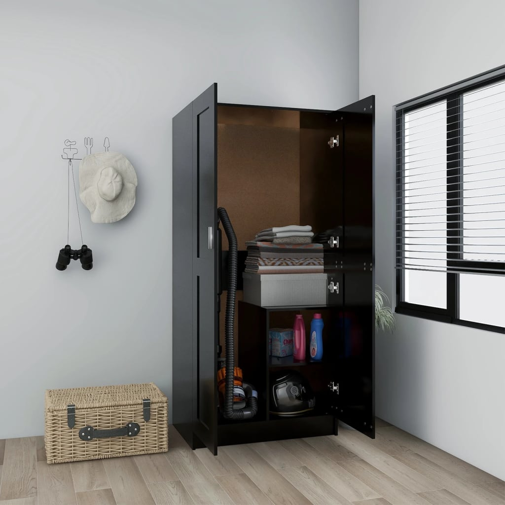 vidaXL Wardrobe Black 82.5x51.5x180 cm Engineered Wood - Sudd