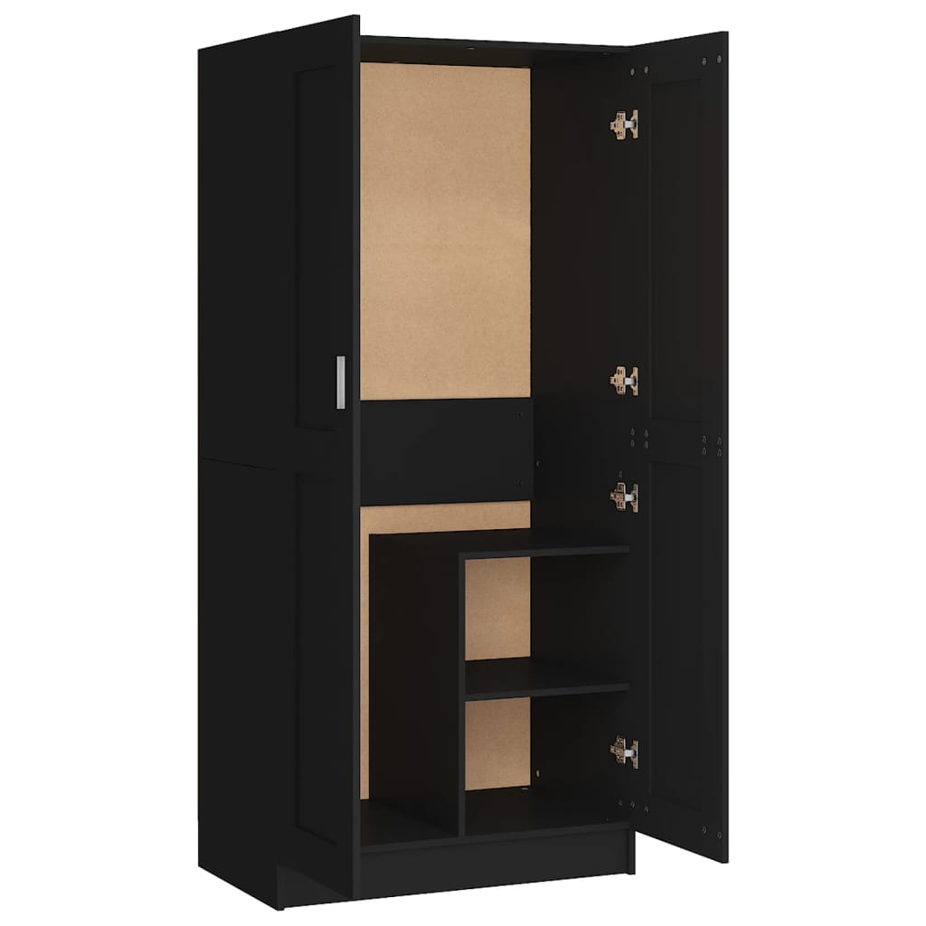 vidaXL Wardrobe Black 82.5x51.5x180 cm Engineered Wood - Sudd