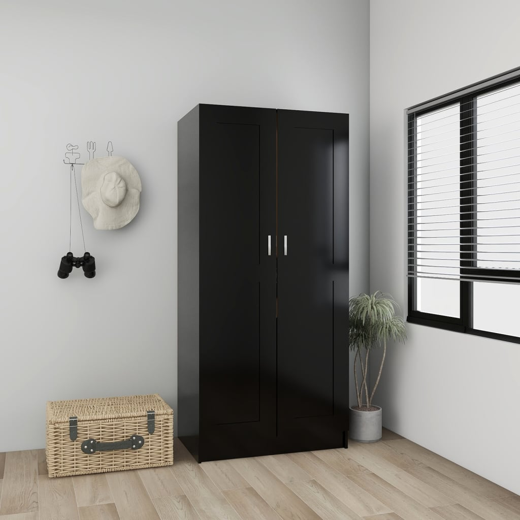 vidaXL Wardrobe Black 82.5x51.5x180 cm Engineered Wood - Sudd