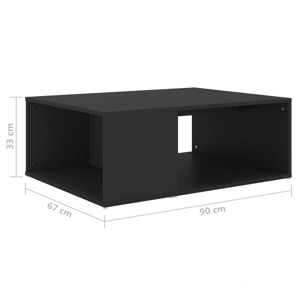 vidaXL Coffee Table Black 90x67x33 cm Engineered Wood - Sudd