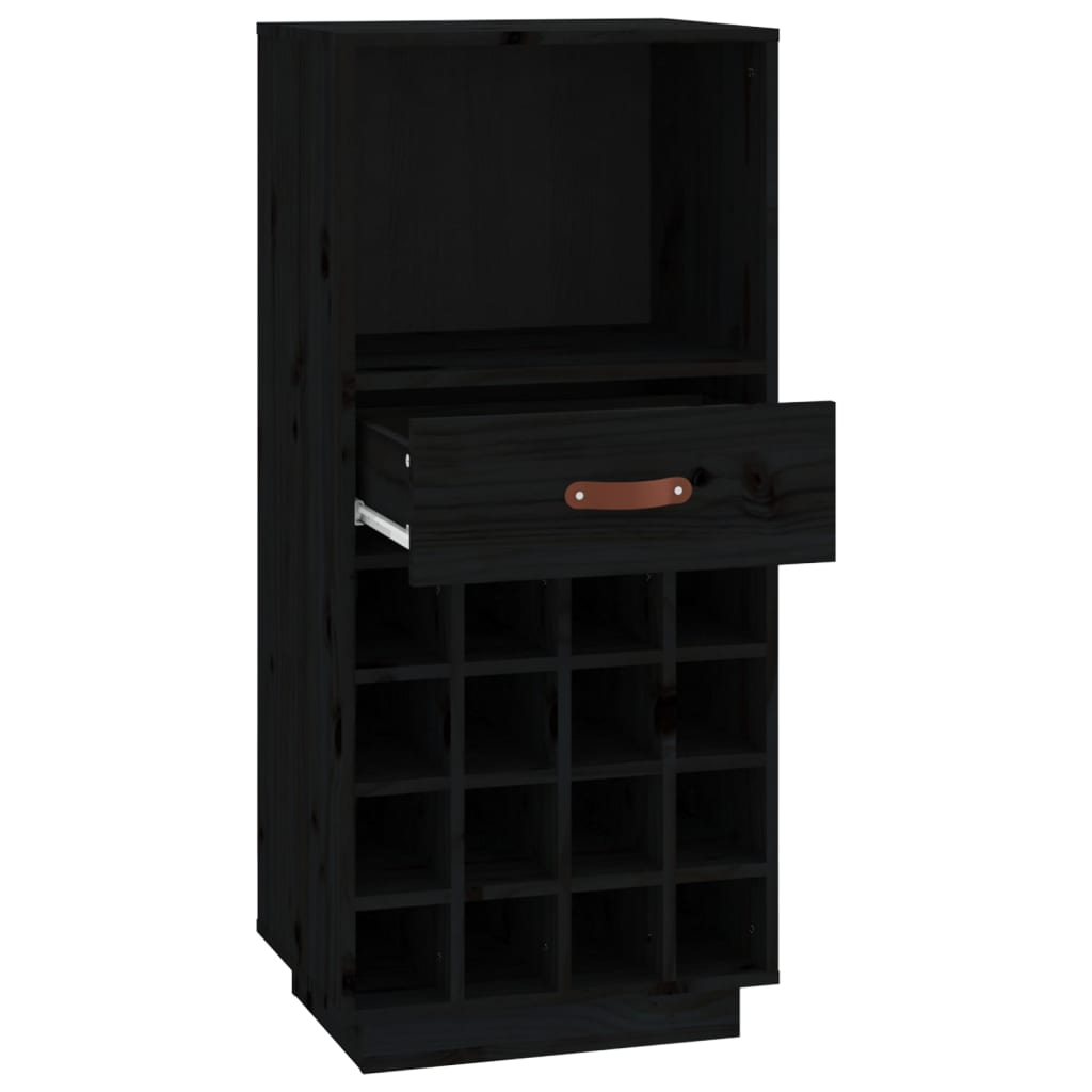 vidaXL Wine Cabinet Black 45x34x100 cm Solid Wood Pine - Sudd