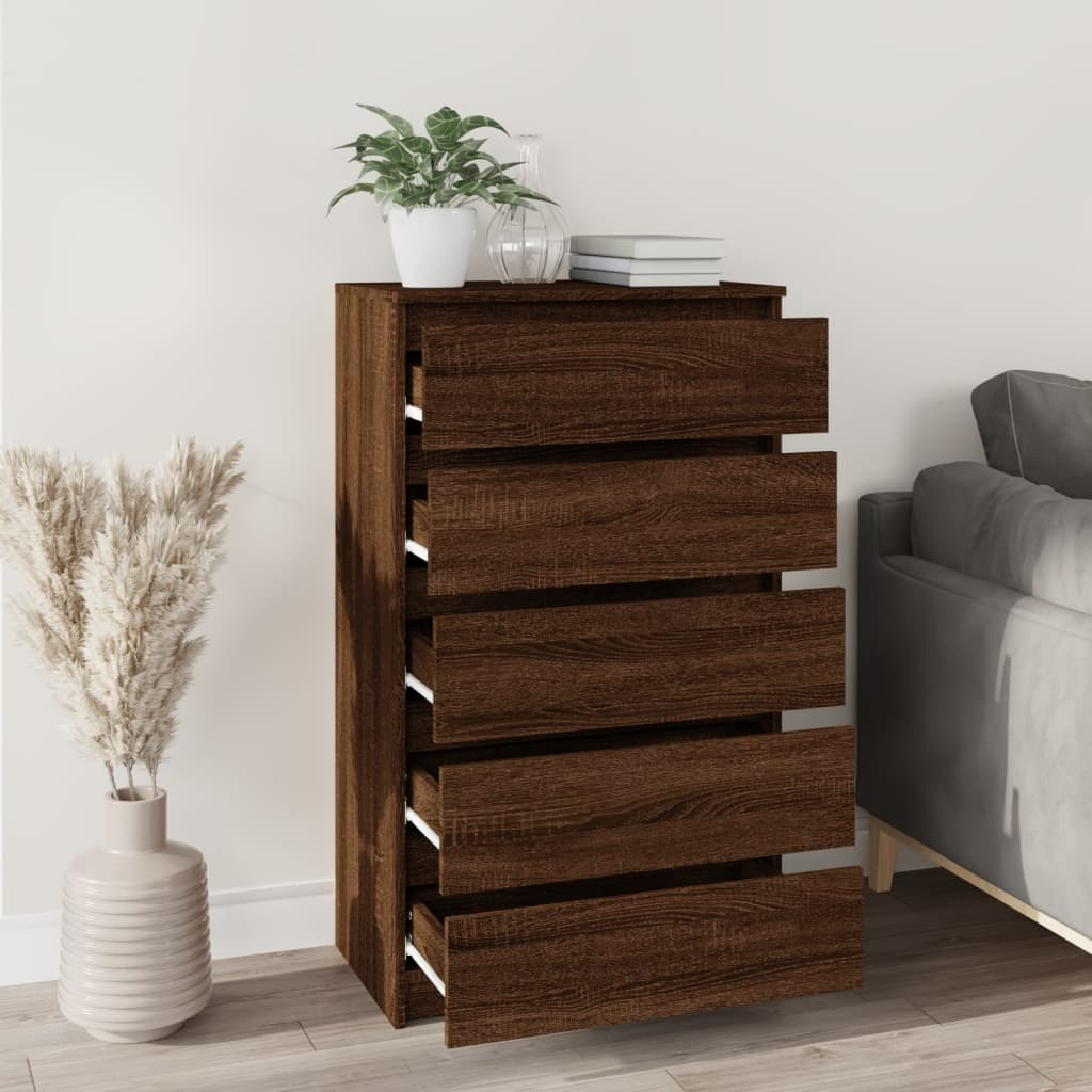 Brown Oak Drawer Cabinet - Sudd