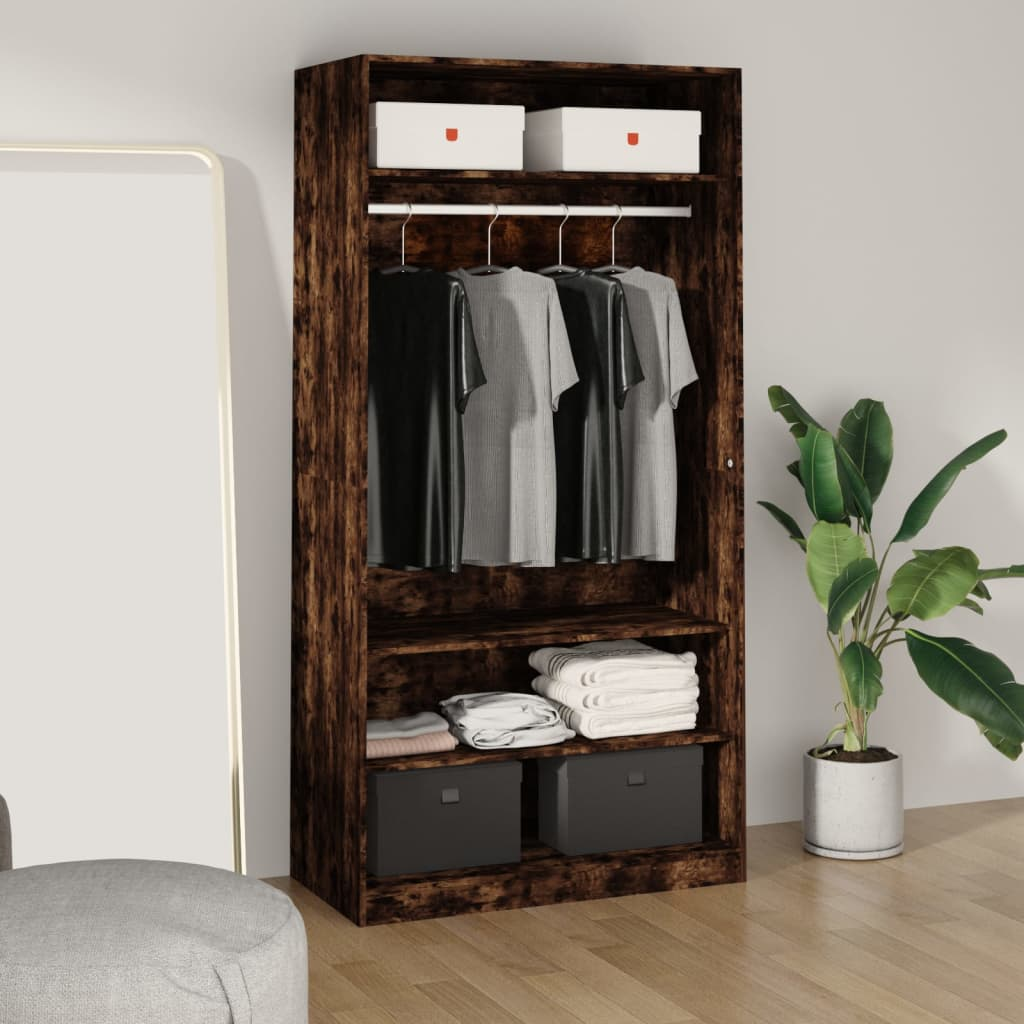 vidaXL Wardrobe Smoked Oak 100x50x200 cm Engineered Wood - Sudd