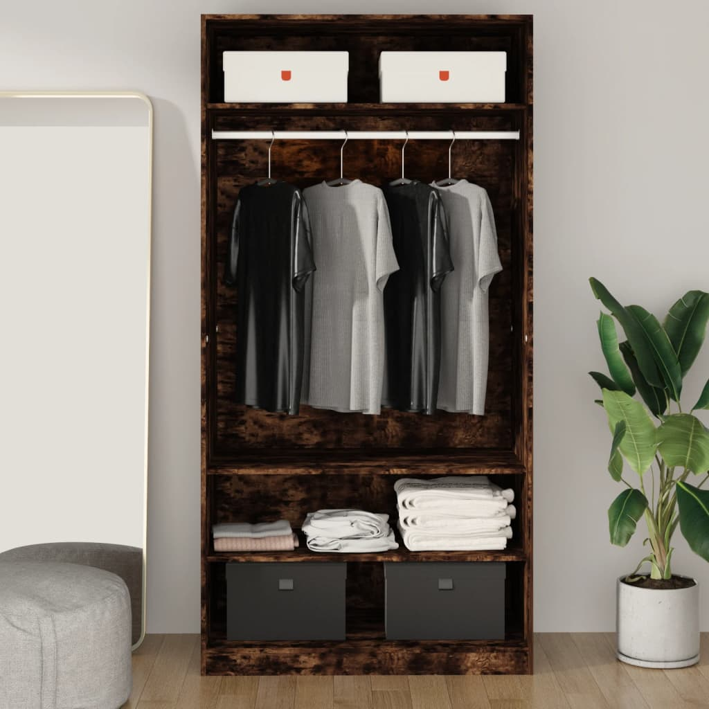 vidaXL Wardrobe Smoked Oak 100x50x200 cm Engineered Wood - Sudd