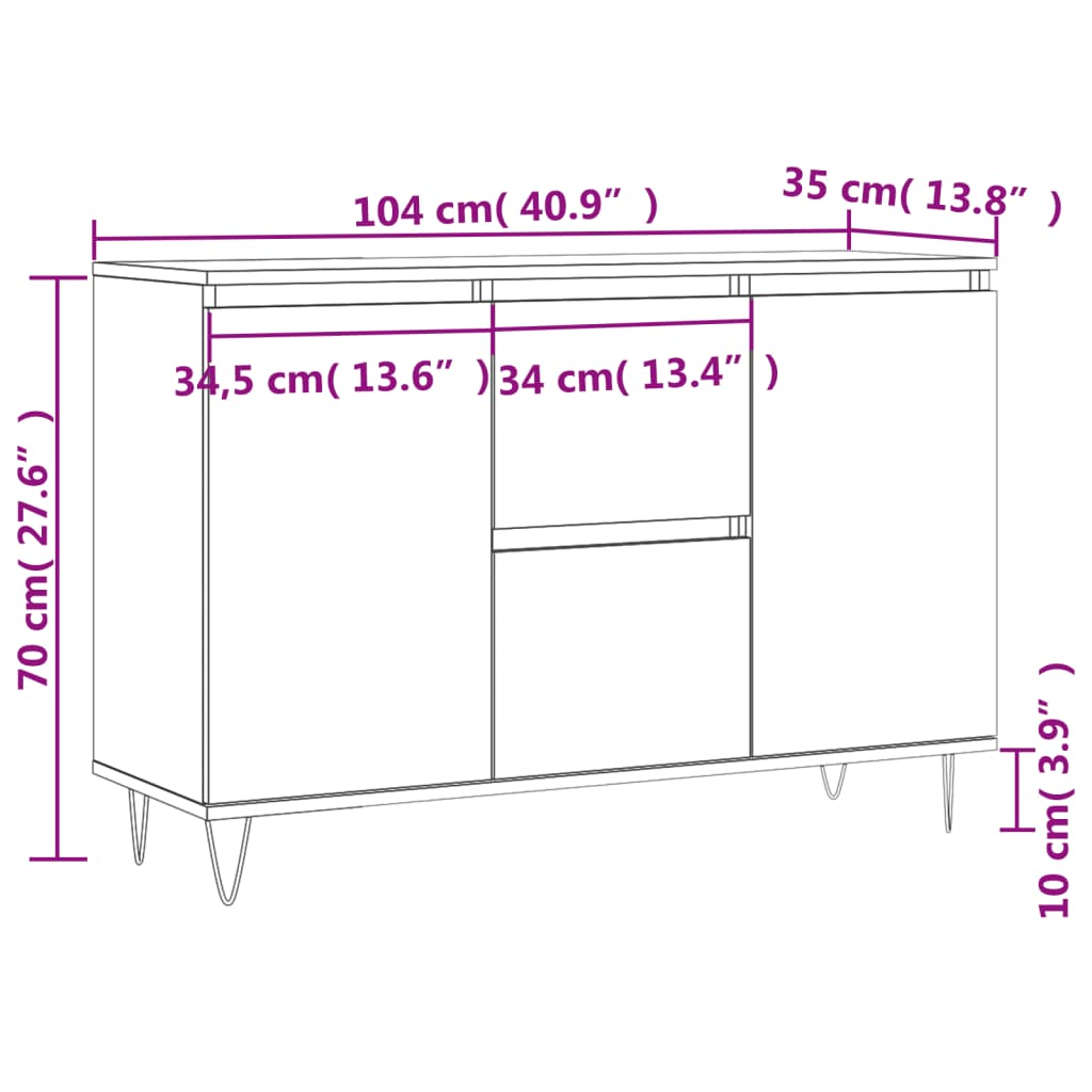 Brown Oak Sideboard - Sudd