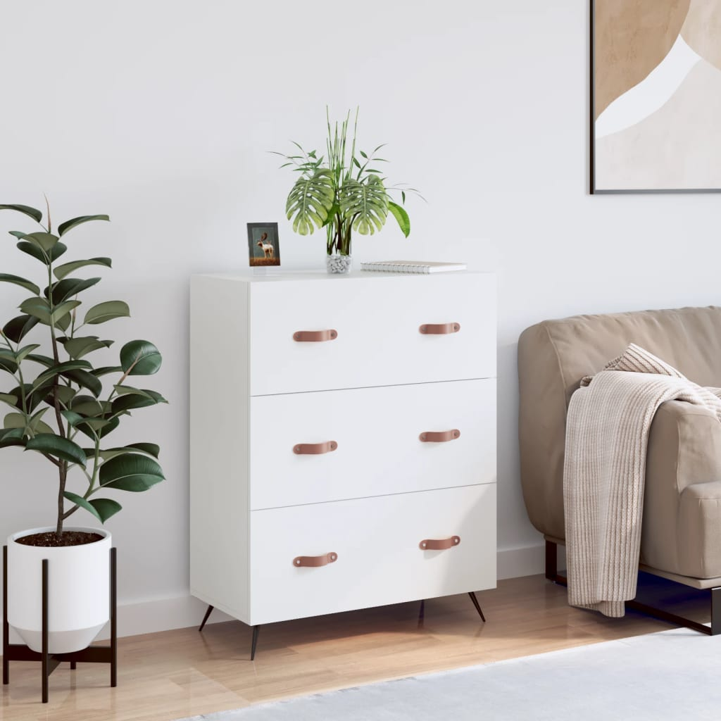 vidaXL Chest of Drawers White 69.5x34x90 cm Engineered Wood - Sudd