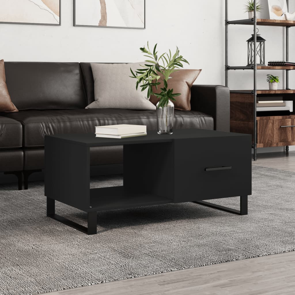 vidaXL Coffee Table Black 90x50x40 cm Engineered Wood - Sudd