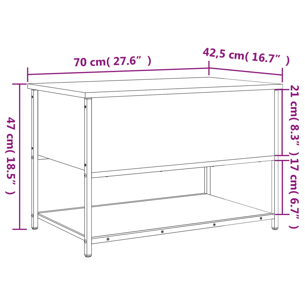 vidaXL Storage Bench Sonoma Oak 70x42.5x47 cm Engineered Wood - Sudd