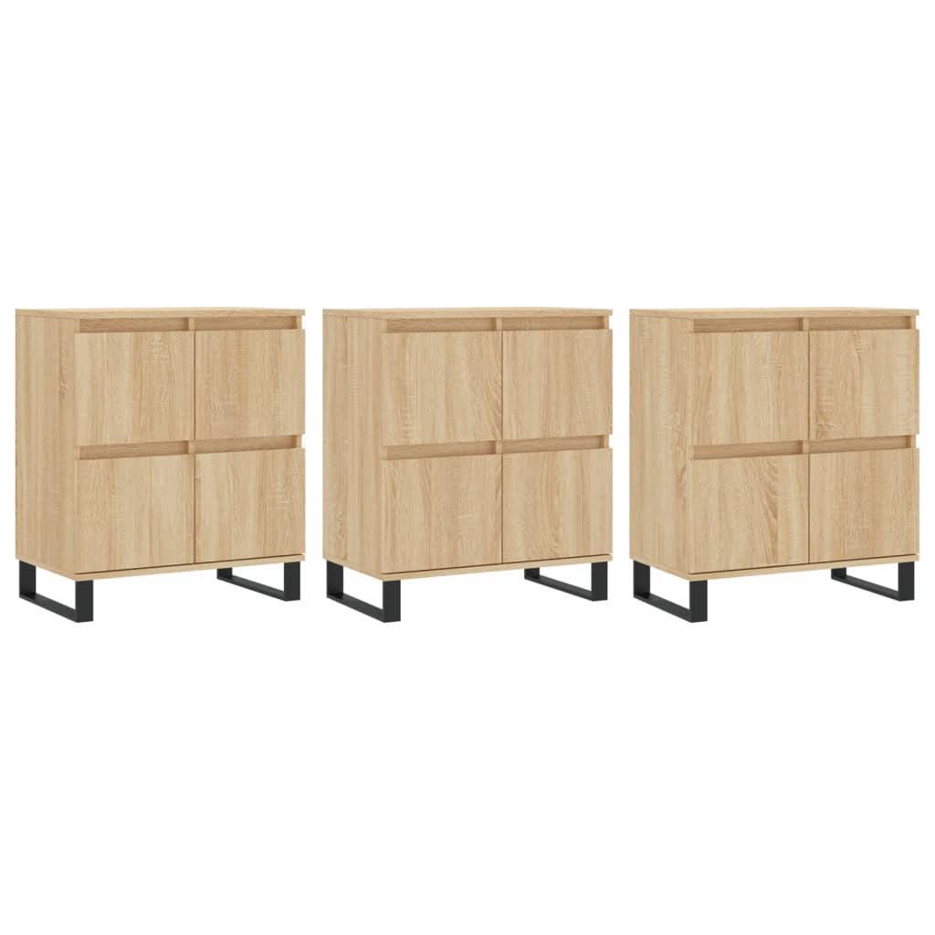 vidaXL Sideboards 3 pcs Sonoma Oak Engineered Wood - Sudd