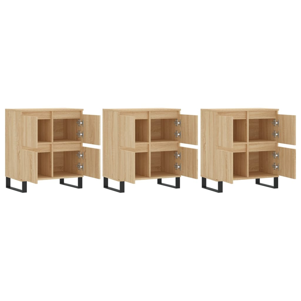 vidaXL Sideboards 3 pcs Sonoma Oak Engineered Wood - Sudd