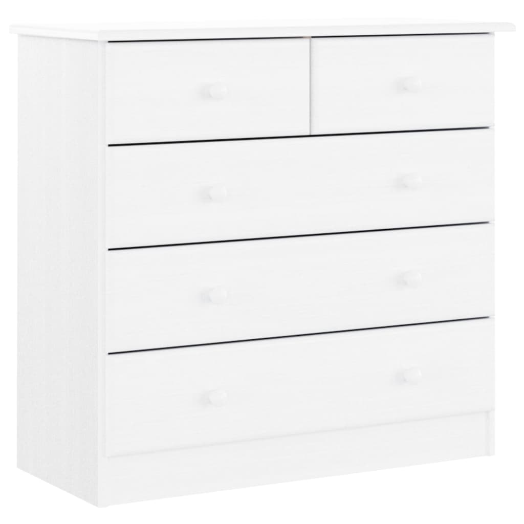 vidaXL Chest of Drawers ALTA White 77x35x73 cm Solid Wood Pine - Sudd