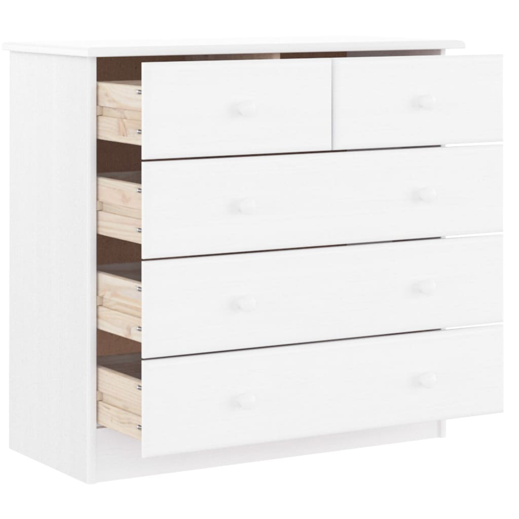 vidaXL Chest of Drawers ALTA White 77x35x73 cm Solid Wood Pine - Sudd