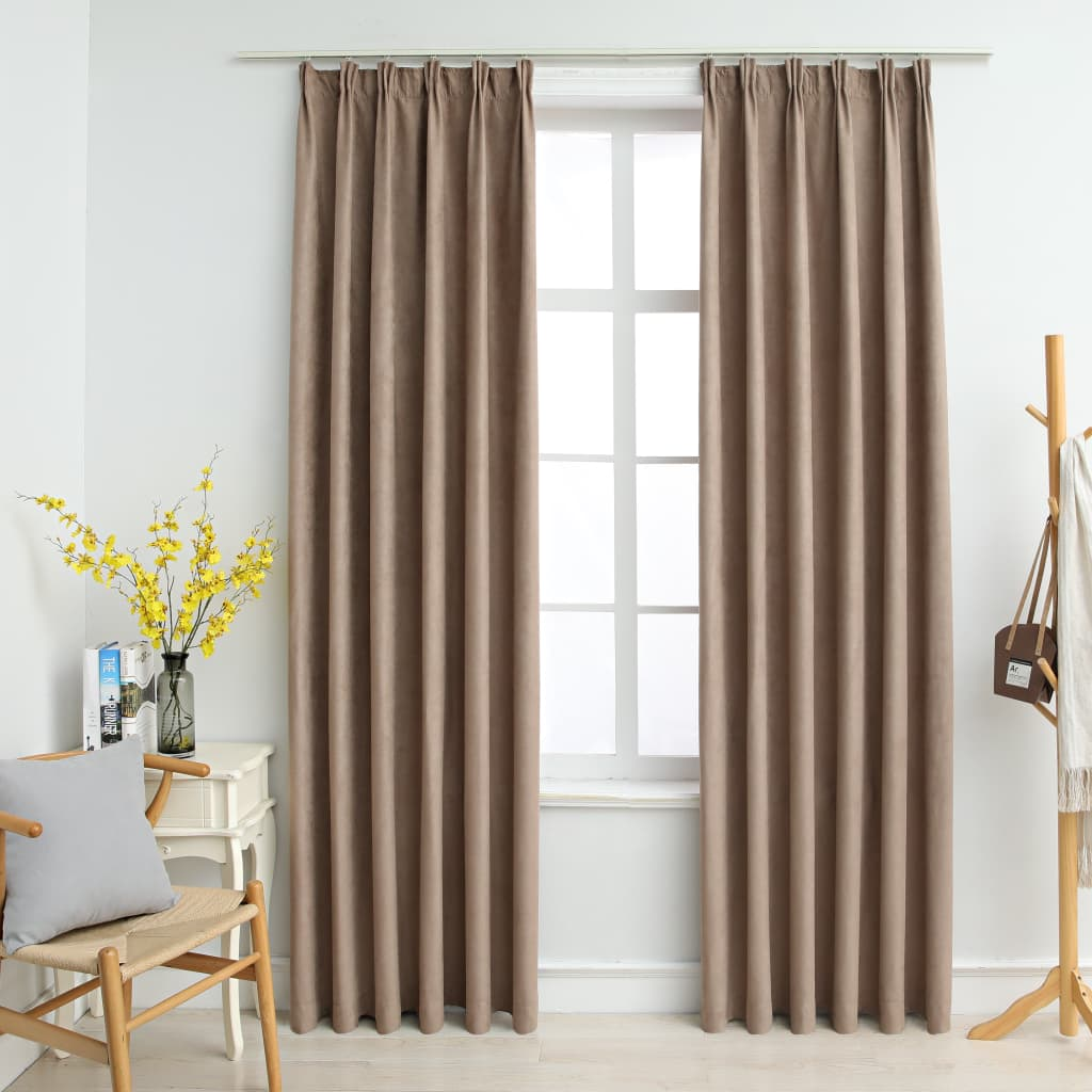 vidaXL Blackout Curtains with Hooks 2 pcs Taupe 140x245 cm