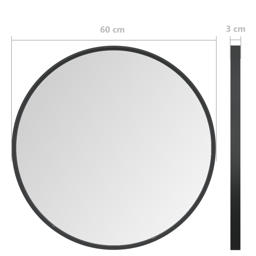 vidaXL Wall Mirror Black 60 cm - Modern Charm for Your Home - Sudd