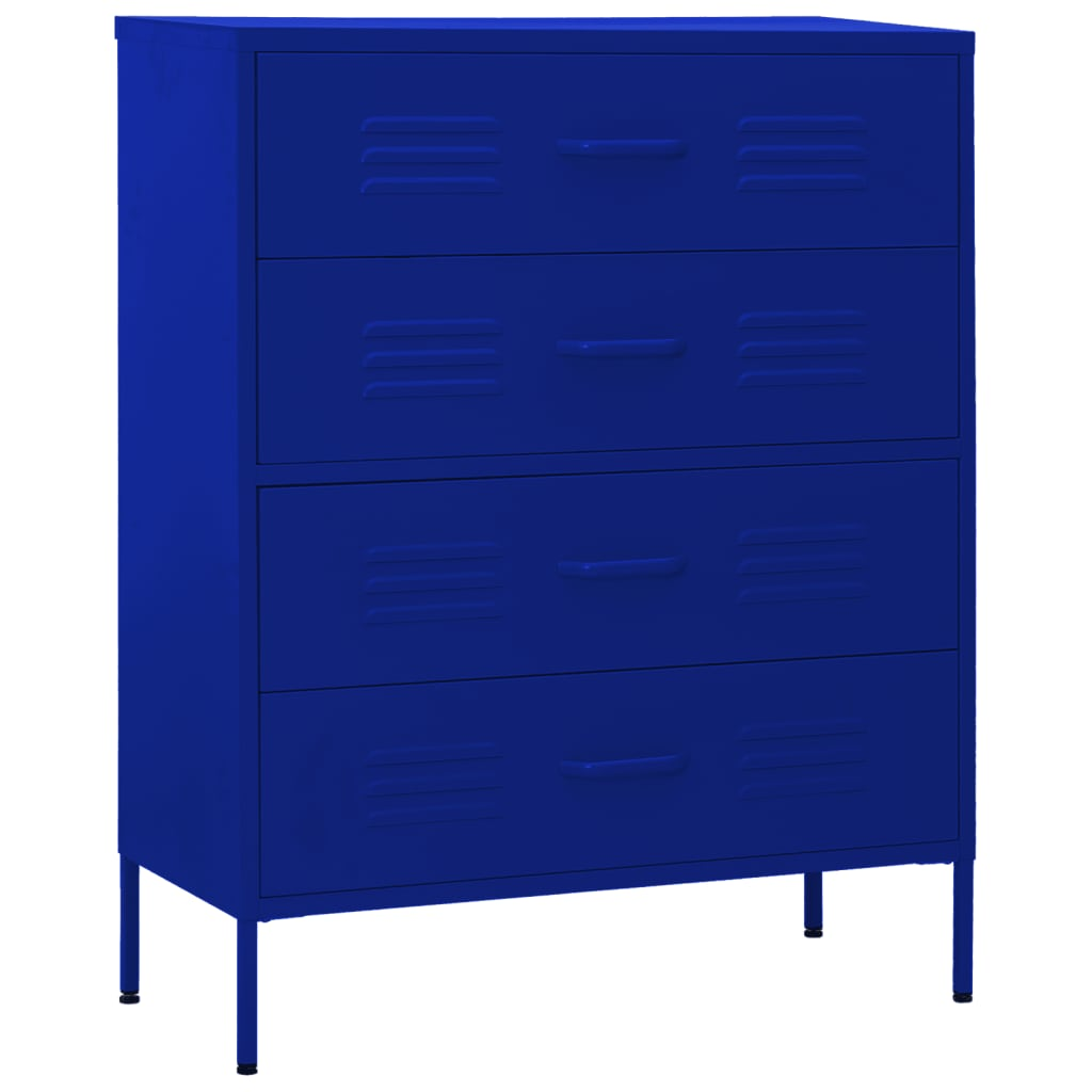 vidaXL Chest of Drawers Navy Blue 80x35x101.5 cm Steel - Sudd