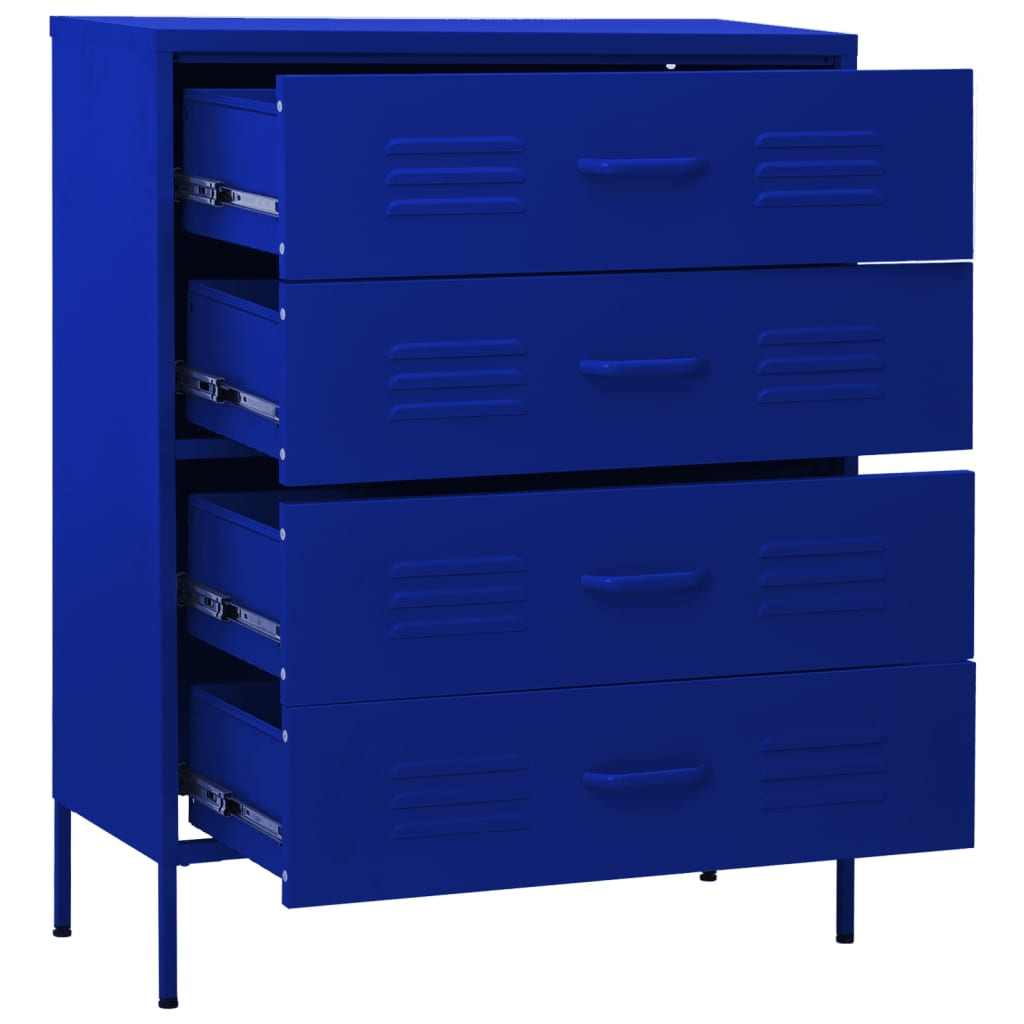 vidaXL Chest of Drawers Navy Blue 80x35x101.5 cm Steel - Sudd