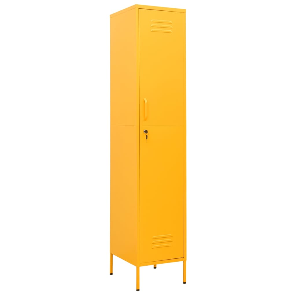 vidaXL Locker Cabinet Mustard Yellow - Durable Steel, Adjustable Shelves, Ample Storage Space - Sudd