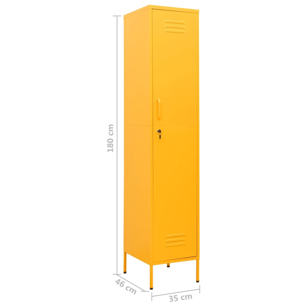 vidaXL Locker Cabinet Mustard Yellow - Durable Steel, Adjustable Shelves, Ample Storage Space - Sudd