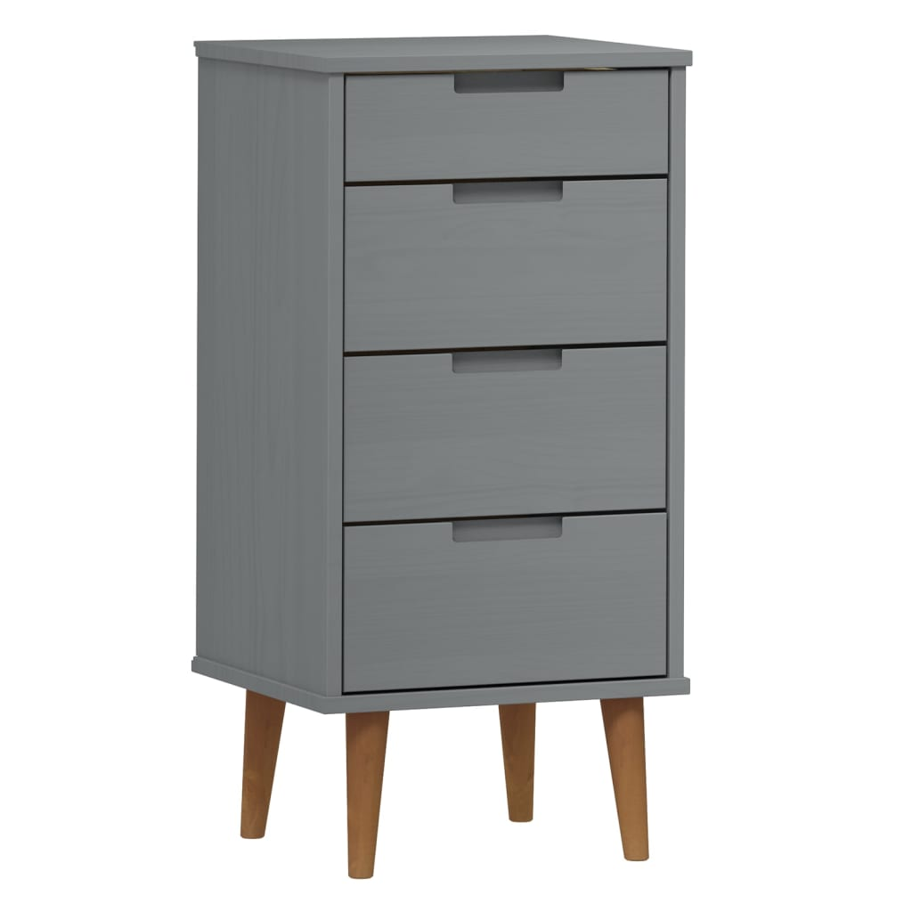 vidaXL Drawer Cabinet MOLDE Grey 40x35x82 cm Solid Wood Pine - Sudd