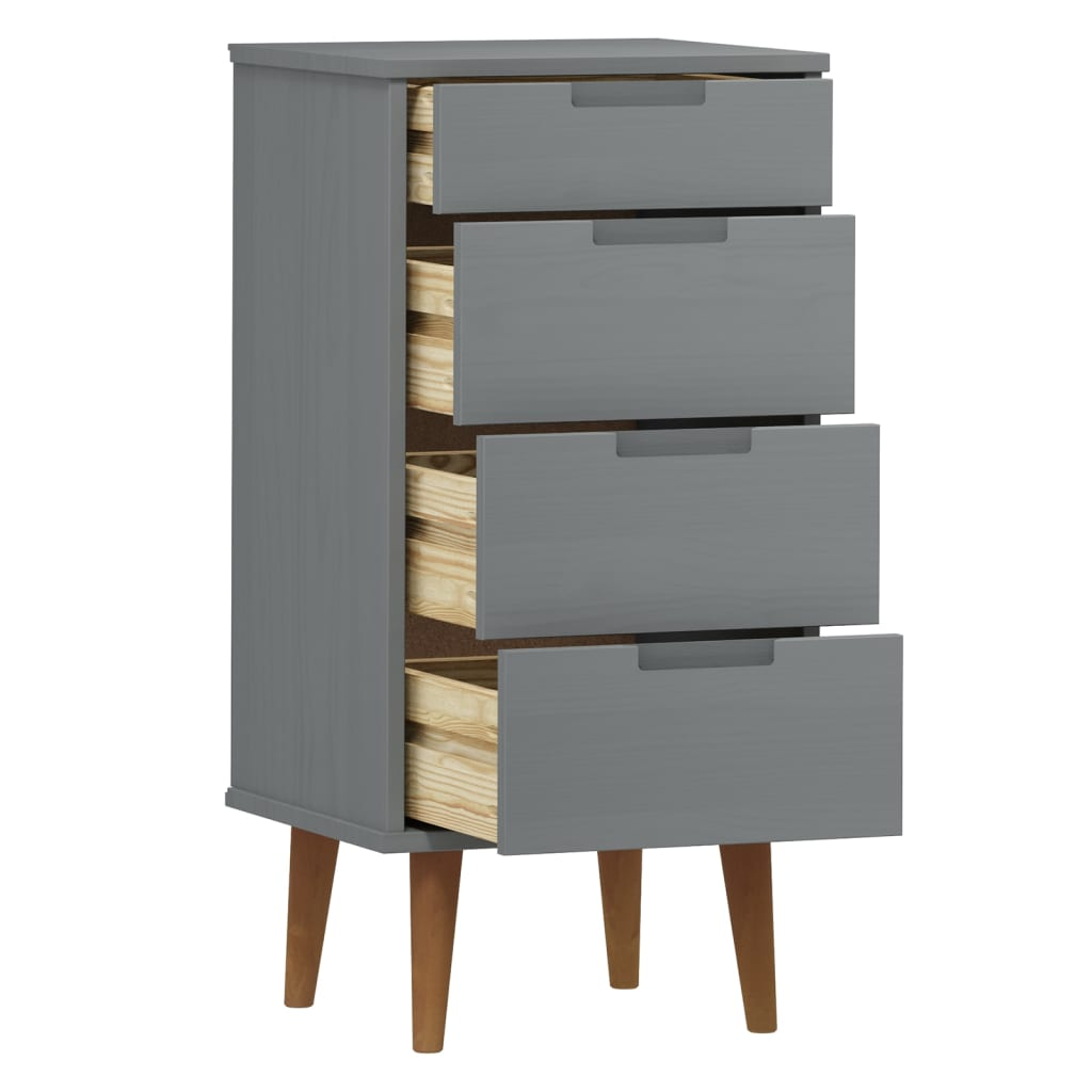 vidaXL Drawer Cabinet MOLDE Grey 40x35x82 cm Solid Wood Pine - Sudd