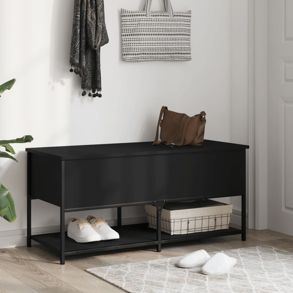 vidaXL Storage Bench Black 100x42.5x47 cm Engineered Wood - Sudd