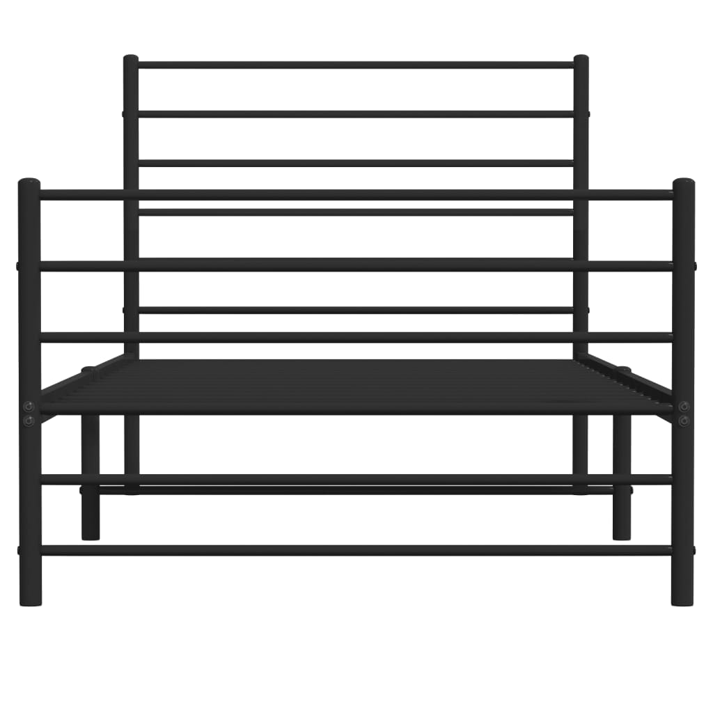 vidaXL Metal Bed Frame with Headboard and Footboard Black 90x190 cm Single - Sudd