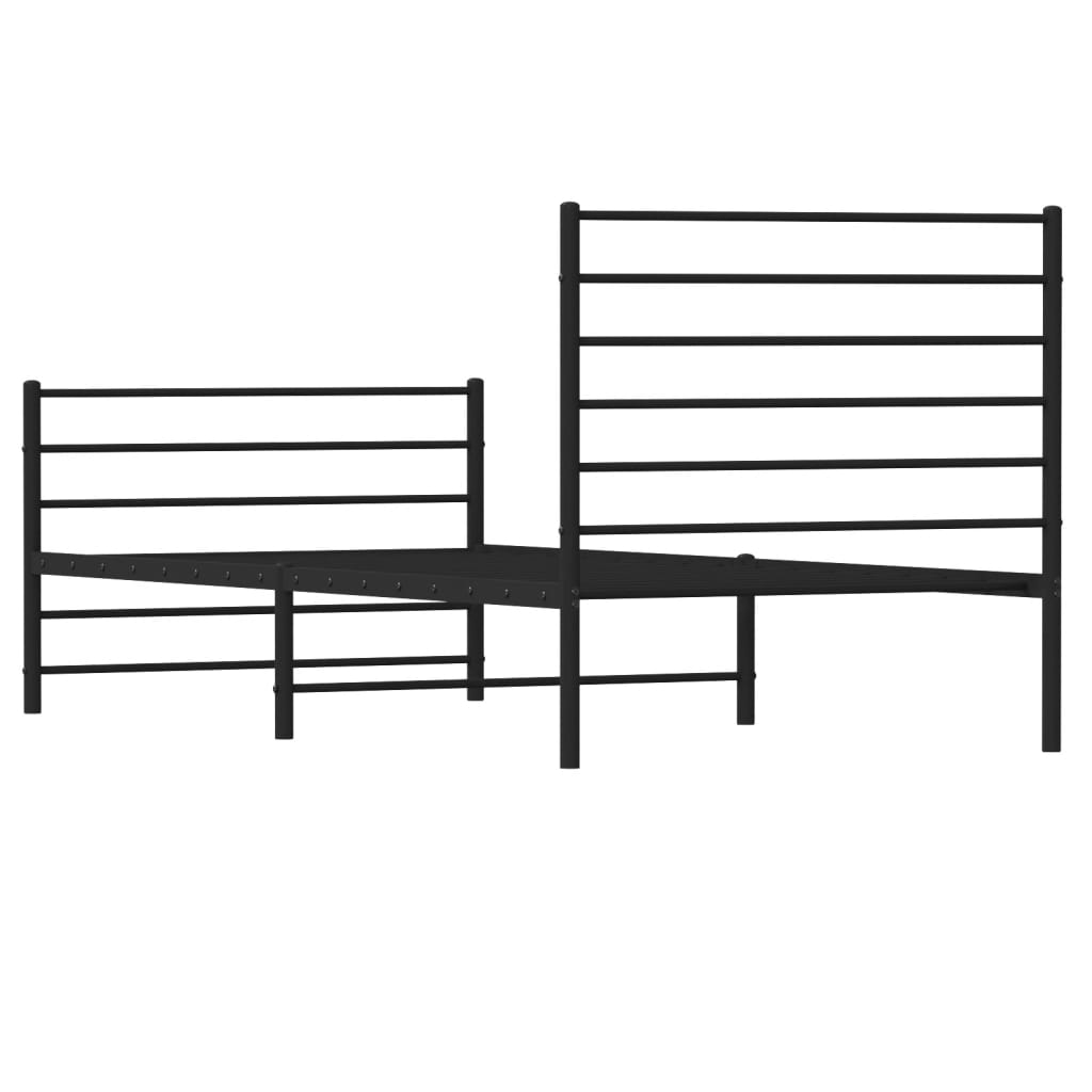 vidaXL Metal Bed Frame with Headboard and Footboard Black 90x190 cm Single - Sudd