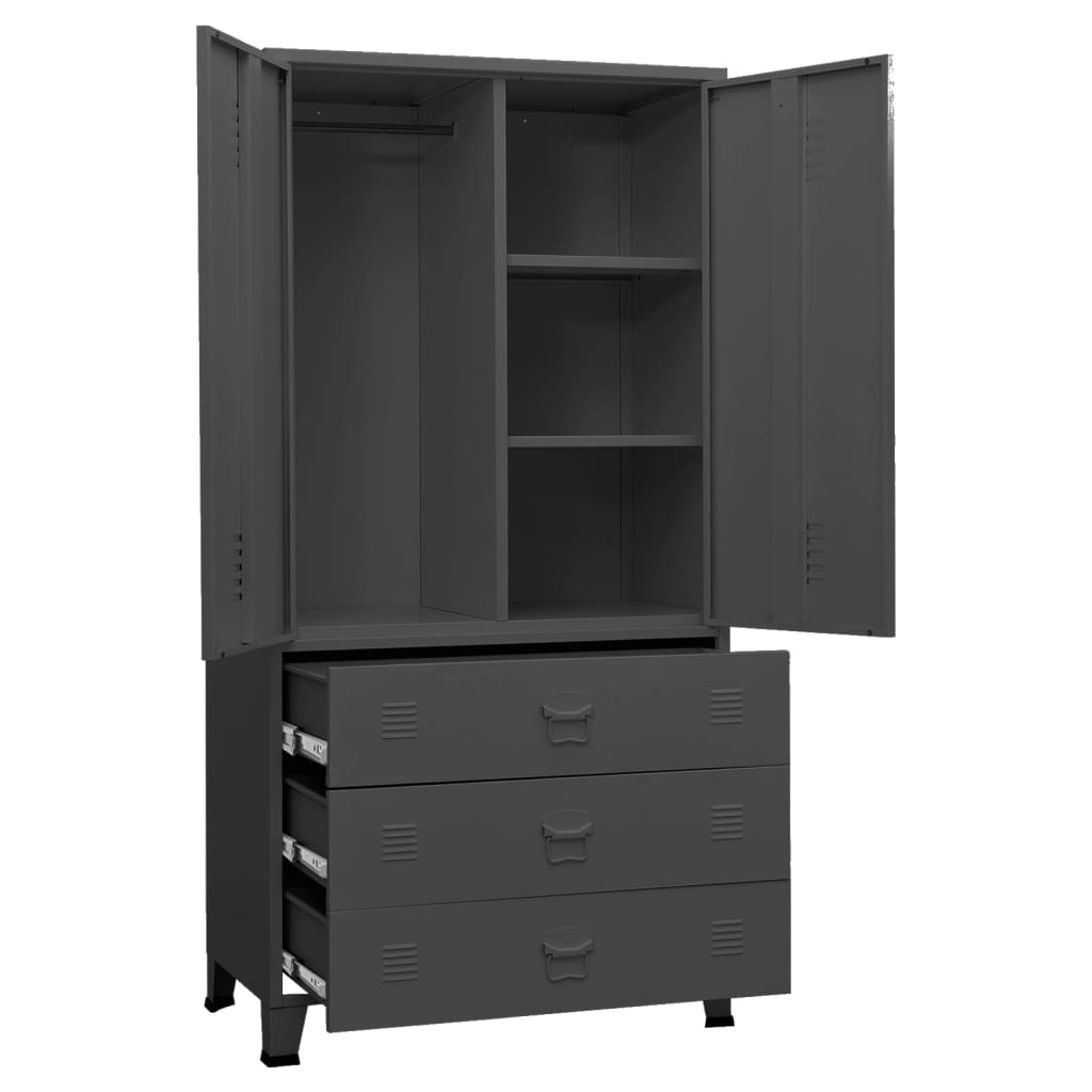 vidaXL Industrial Wardrobe Anthracite 90x50x180 cm Metal - Sudd