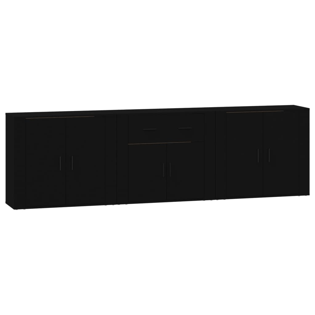 vidaXL Sideboards 3 pcs Black Engineered Wood - Sudd