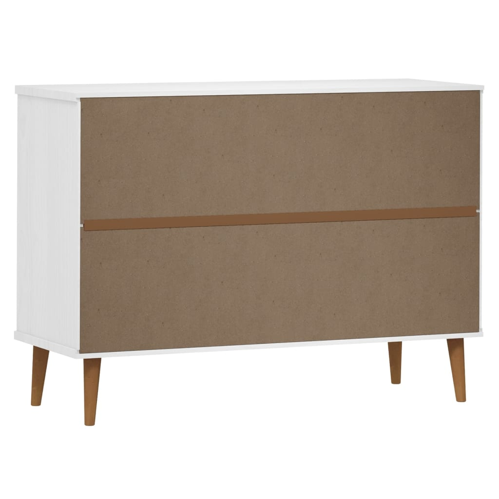 vidaXL Drawer Cabinet MOLDE White 113x40x80 cm Solid Wood Pine - Sudd