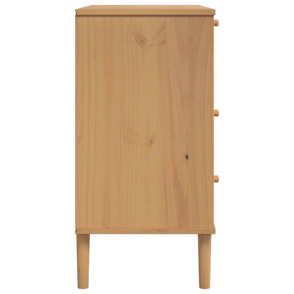 vidaXL Drawer Cabinet SENJA Rattan Look Brown 80x40x80 cm Solid Wood Pine - Sudd