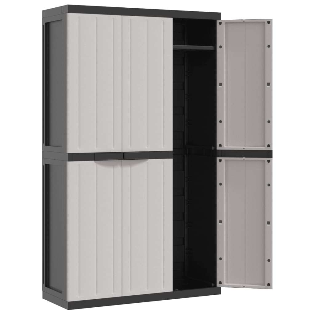 vidaXL Outdoor Storage Cabinet Grey and Black 97x37x165 cm PP - Sudd