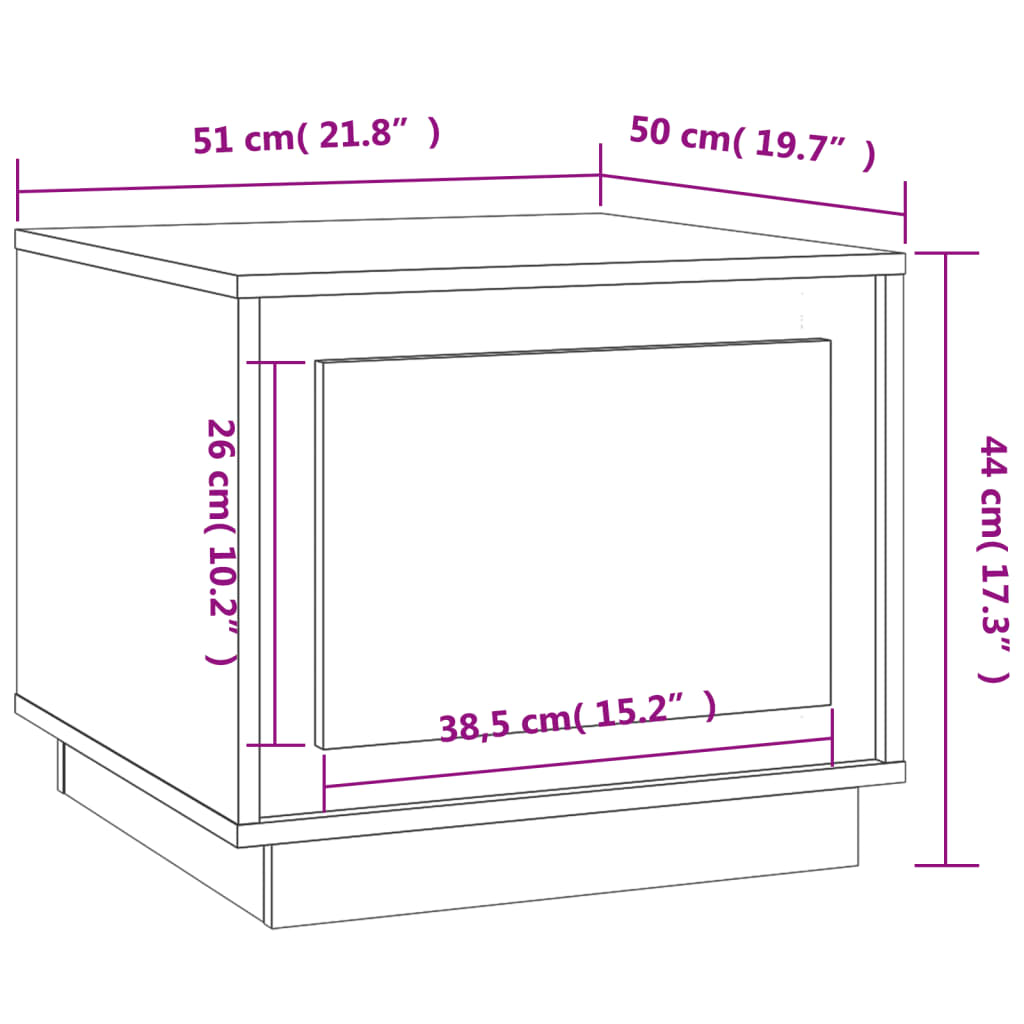 vidaXL Coffee Table Black 51x50x44 cm Engineered Wood - Sudd