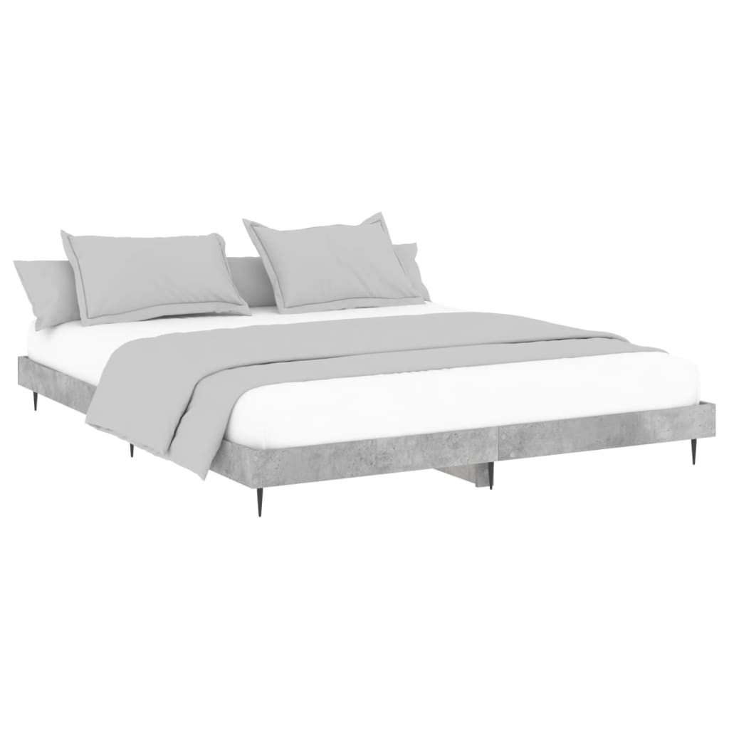 vidaXL Bed Frame Concrete Grey 200x200 cm Engineered Wood - Sudd