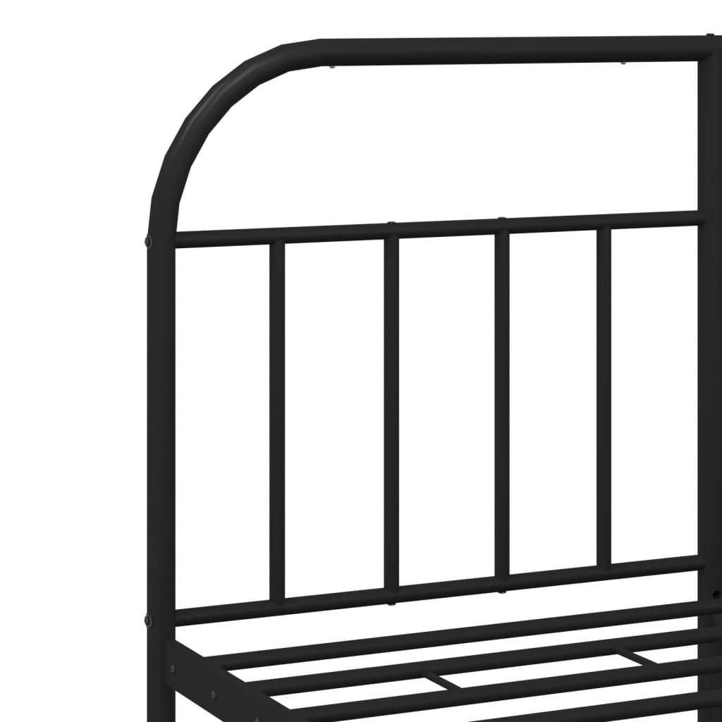 vidaXL Metal Bed Frame with Headboard and Footboard Black 150x200 cm King Size - Sudd